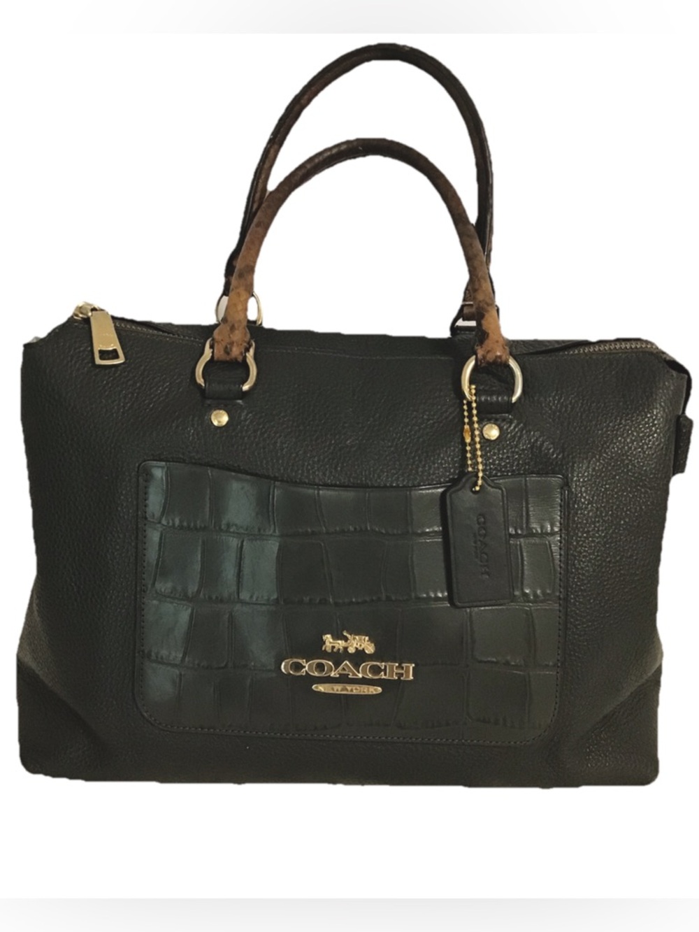 Coach Exotic Emma Satchel No Long Strap Hunter Green